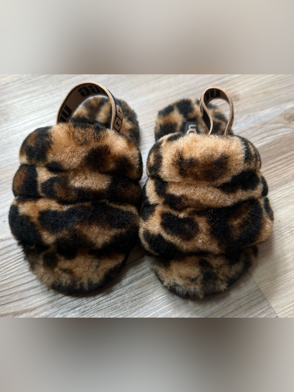 Toddler sz 8 UGG Fluff Yeah Leopard/Panther Slide